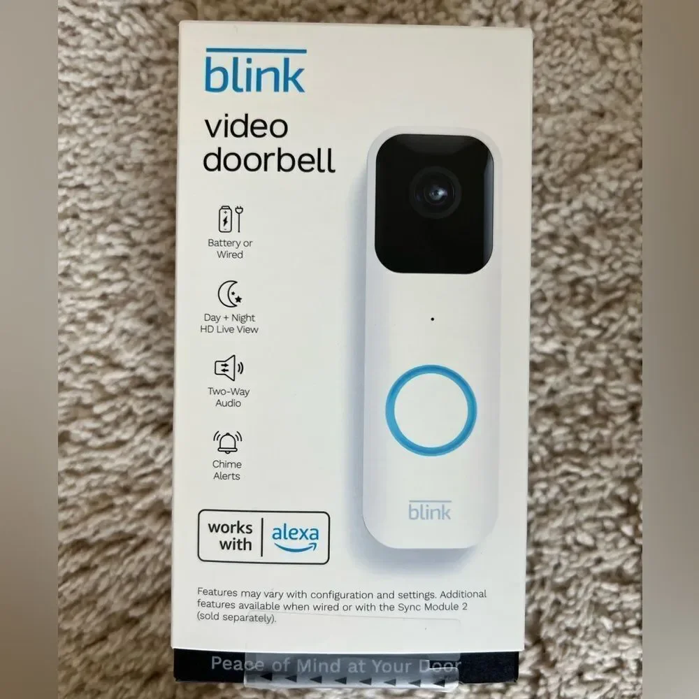 Blink Video Doorbell 2Way Audio HD Video Motion & Chime Wireless/Wired-White